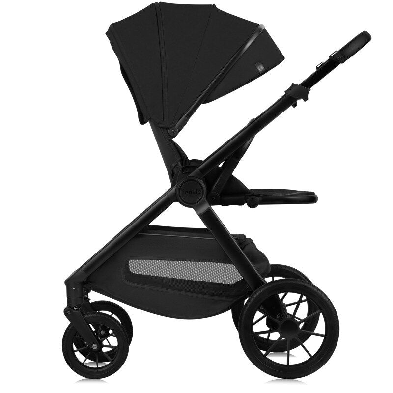 Carucior 3 in 1, Lionelo, Layla, Pana la 22 kg, Cadru aluminiu, Cu landou intarit si salteluta din spuma AirDots, Cu scoica auto testata ADAC, Reversibil, Cu ventilatie 3D, Cu accesorii, EN1888-1, EN1888-2, EN1466, Negru