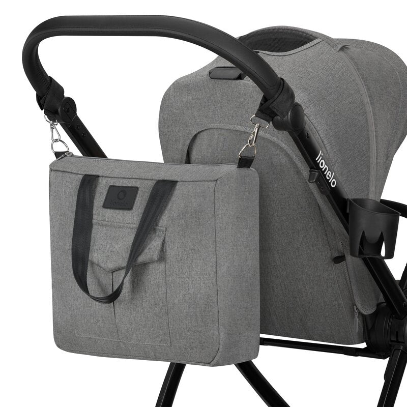 Carucior 3 in 1, Lionelo, Meril, Cu landou de dimensiune XL, Reversibil, Cu scoica auto testata ADAC, Cu accesorii, Pana la 22 kg, Conform cu EN1888-1 EN1888-2, EN1466, Gri