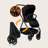 Carucior 3 in 1, Lionelo, Meril, Cu landou de dimensiune XL, Reversibil, Cu scoica auto testata ADAC, Cu accesorii, Pana la 22 kg, Conform cu EN1888-1 EN1888-2, EN1466, Negru