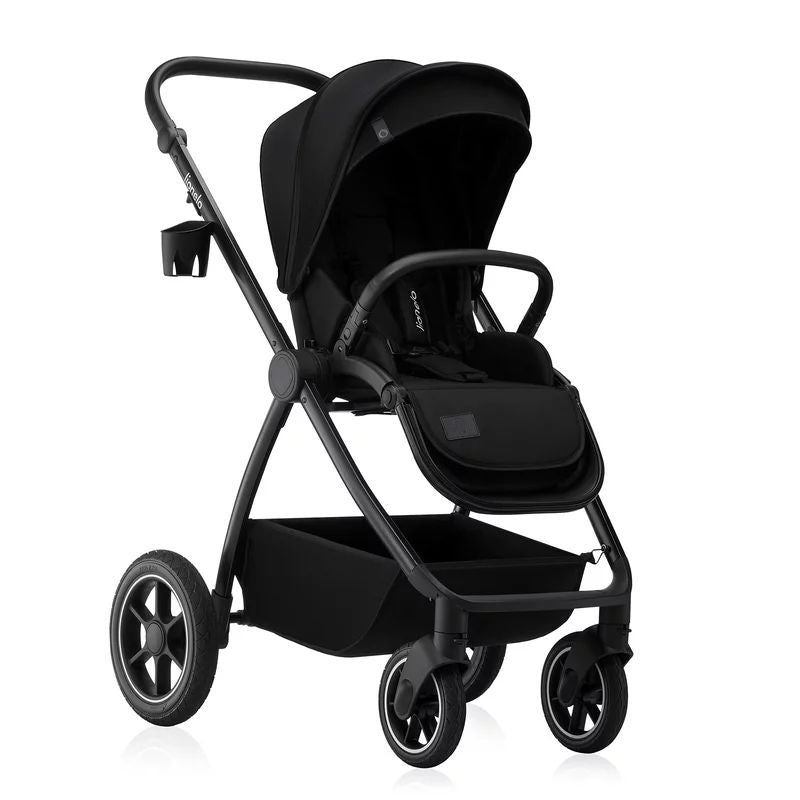 Carucior 3 in 1, Lionelo, Meril, Cu landou de dimensiune XL, Reversibil, Cu scoica auto testata ADAC, Cu accesorii, Pana la 22 kg, Conform cu EN1888-1 EN1888-2, EN1466, Negru - gogobaby.ro