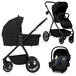 Carucior 3 in 1, Lionelo, Meril, Cu landou de dimensiune XL, Reversibil, Cu scoica auto testata ADAC, Cu accesorii, Pana la 22 kg, Conform cu EN1888-1 EN1888-2, EN1466, Negru - gogobaby.ro