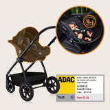 Carucior 3 in 1, Lionelo, Meril, Cu landou de dimensiune XL, Reversibil, Cu scoica auto testata ADAC, Cu accesorii, Pana la 22 kg, Conform cu EN1888-1 EN1888-2, EN1466, Negru
