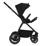 Carucior 3 in 1, Lionelo, Meril, Cu landou de dimensiune XL, Reversibil, Cu scoica auto testata ADAC, Cu accesorii, Pana la 22 kg, Conform cu EN1888-1 EN1888-2, EN1466, Negru
