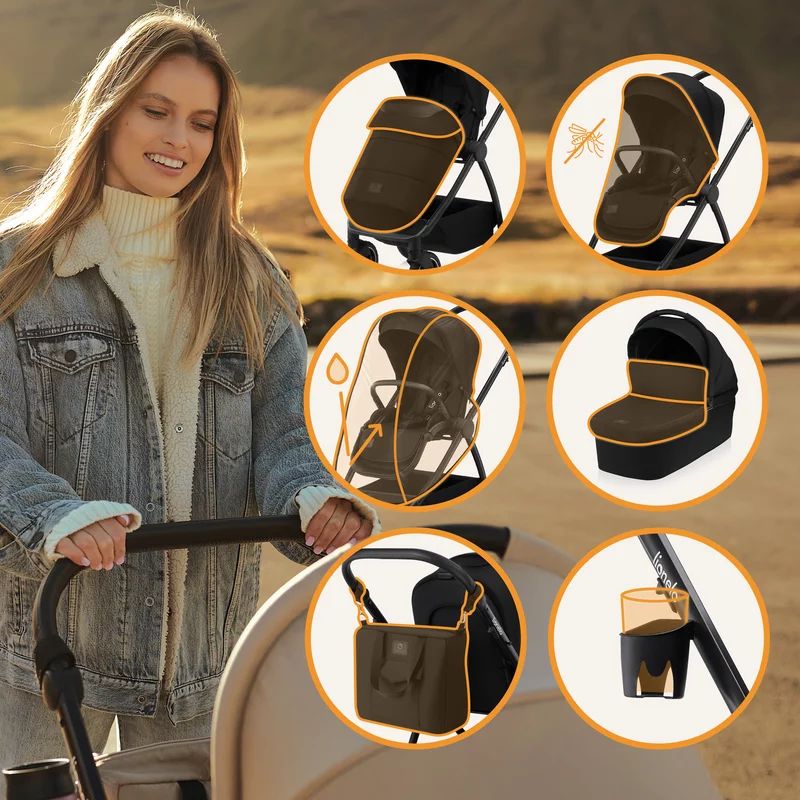 Carucior 3 in 1, Lionelo, Meril, Cu landou de dimensiune XL, Reversibil, Cu scoica auto testata ADAC, Cu accesorii, Pana la 22 kg, Conform cu EN1888-1 EN1888-2, EN1466, Negru - gogobaby.ro