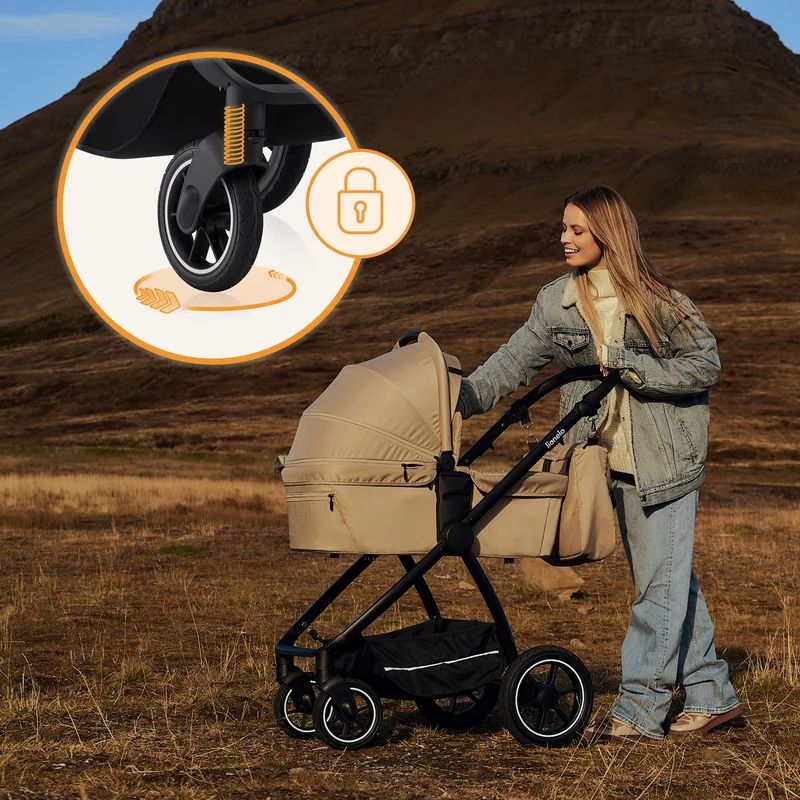 Carucior 3 in 1, Lionelo, Meril, Cu landou de dimensiune XL, Reversibil, Cu scoica auto testata ADAC, Cu accesorii, Pana la 22 kg, Conform cu EN1888-1 EN1888-2, EN1466, Negru - gogobaby.ro