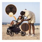 Carucior 3 in 1, Lionelo, Mika Plus, Cadru din aluminiu, Cu landou intarit si salteluta moale, Cu scoica auto testata ADAC, Reversibil, Cu sistem de ventilatie 3D, Cu accesorii, Pana la 22 kg, EN1888-1 EN1888-2 EN1466 ECE R129, Mocha Mousse