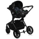 Carucior 3 in 1, Lionelo, Mika Plus, Cadru din aluminiu, Cu landou intarit si salteluta moale, Cu scoica auto testata ADAC, Reversibil, Cu sistem de ventilatie 3D, Cu accesorii, Pana la 22 kg, EN1888-1 EN1888-2 EN1466 ECE R129, Negru