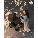 Carucior 3 in 1, Lionelo, Mika Plus, Cadru din aluminiu, Cu landou intarit si salteluta moale, Cu scoica auto testata ADAC, Reversibil, Cu sistem de ventilatie 3D, Cu accesorii, Pana la 22 kg, EN1888-1 EN1888-2 EN1466 ECE R129, Mocha Mousse
