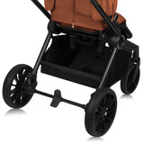 Carucior 3 in 1, Lionelo, Mika Plus, Cadru din aluminiu, Cu landou intarit si salteluta moale, Cu scoica auto testata ADAC, Reversibil, Cu sistem de ventilatie 3D, Cu accesorii, Pana la 22 kg, EN1888-1 EN1888-2 EN1466 ECE R129, Maro