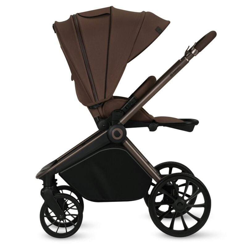 Carucior 3 in 1, Lionelo, Mika Plus, Cadru din aluminiu, Cu landou intarit si salteluta moale, Cu scoica auto testata ADAC, Reversibil, Cu sistem de ventilatie 3D, Cu accesorii, Pana la 22 kg, EN1888-1 EN1888-2 EN1466 ECE R129, Mocha Mousse