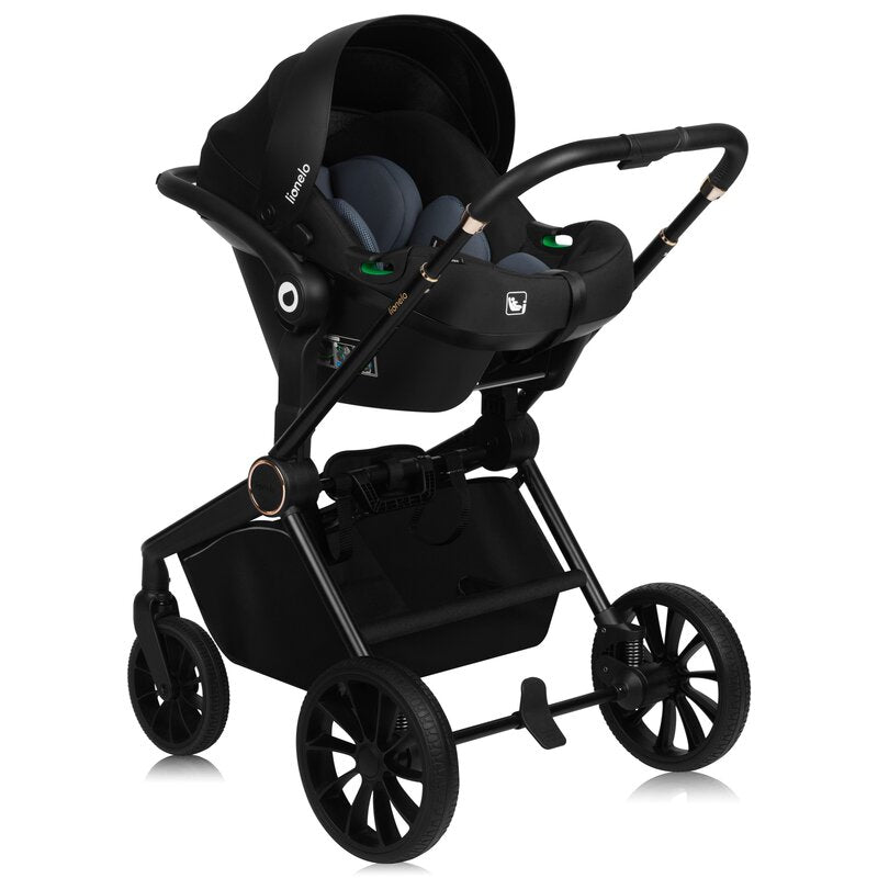 Carucior 3 in 1, Lionelo, Mika Plus, Cadru din aluminiu, Cu landou intarit si salteluta moale, Cu scoica auto testata ADAC, Reversibil, Cu sistem de ventilatie 3D, Cu accesorii, Pana la 22 kg, EN1888-1 EN1888-2 EN1466 ECE R129, Bej