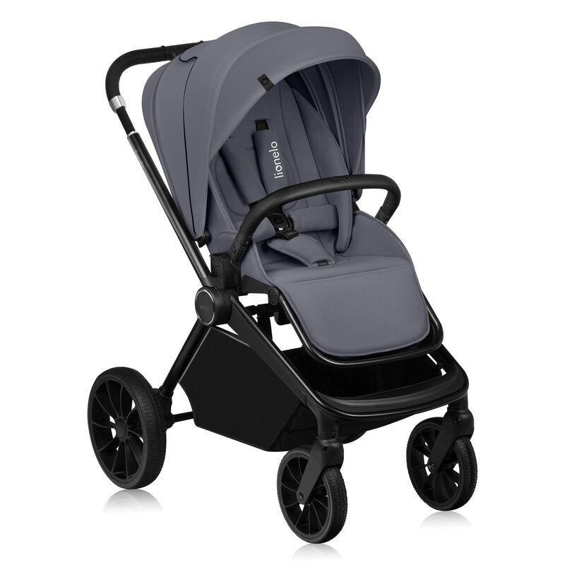 Carucior 3 in 1, Lionelo, Mika Plus, Cadru din aluminiu, Cu landou intarit si salteluta moale, Cu scoica auto testata ADAC, Reversibil, Cu sistem de ventilatie 3D, Cu accesorii, Pana la 22 kg, EN1888-1 EN1888-2 EN1466 ECE R129, Gri