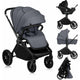 Carucior 3 in 1, Lionelo, Mika Plus, Cadru din aluminiu, Cu landou intarit si salteluta moale, Cu scoica auto testata ADAC, Reversibil, Cu sistem de ventilatie 3D, Cu accesorii, Pana la 22 kg, EN1888-1 EN1888-2 EN1466 ECE R129, Gri
