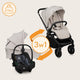 Carucior 3 in 1, Lionelo, Mika Plus, Cadru din aluminiu, Cu landou intarit si salteluta moale, Cu scoica auto testata ADAC, Reversibil, Cu sistem de ventilatie 3D, Cu accesorii, Pana la 22 kg, EN1888-1 EN1888-2 EN1466 ECE R129, Bej
