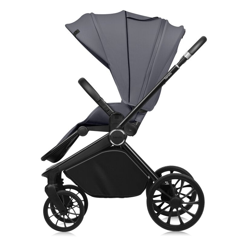 Carucior 3 in 1, Lionelo, Mika Plus, Cadru din aluminiu, Cu landou intarit si salteluta moale, Cu scoica auto testata ADAC, Reversibil, Cu sistem de ventilatie 3D, Cu accesorii, Pana la 22 kg, EN1888-1 EN1888-2 EN1466 ECE R129, Gri