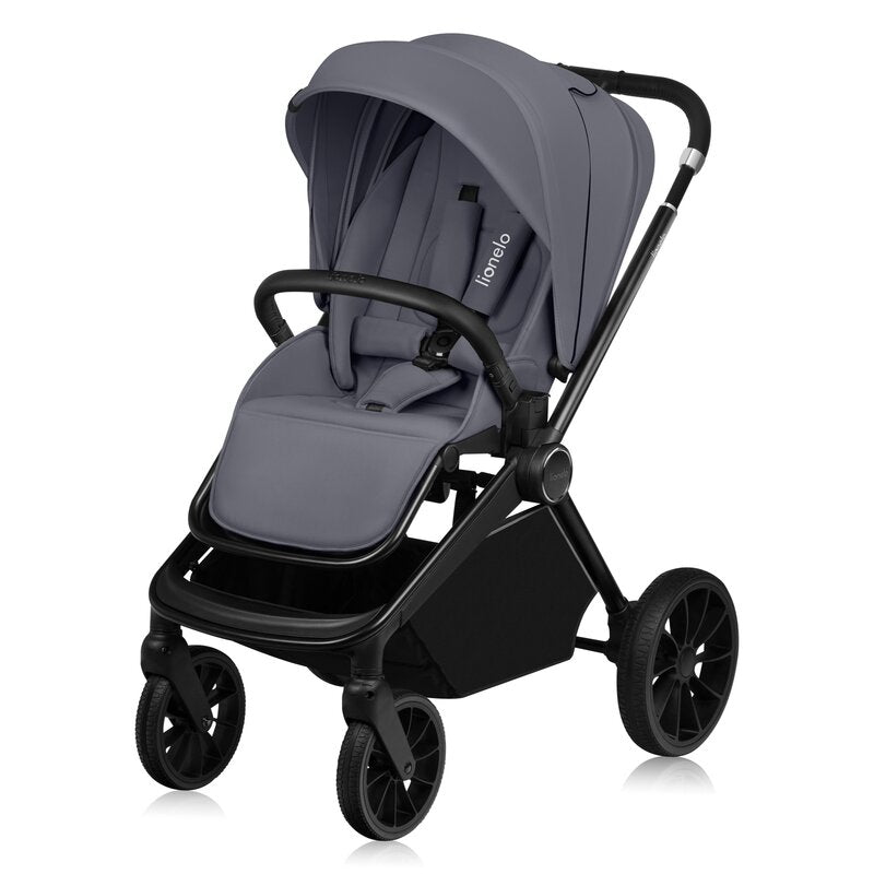 Carucior 3 in 1, Lionelo, Mika Plus, Cadru din aluminiu, Cu landou intarit si salteluta moale, Cu scoica auto testata ADAC, Reversibil, Cu sistem de ventilatie 3D, Cu accesorii, Pana la 22 kg, EN1888-1 EN1888-2 EN1466 ECE R129, Gri