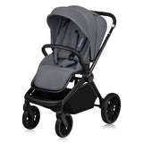 Carucior 3 in 1, Lionelo, Mika Plus, Cadru din aluminiu, Cu landou intarit si salteluta moale, Cu scoica auto testata ADAC, Reversibil, Cu sistem de ventilatie 3D, Cu accesorii, Pana la 22 kg, EN1888-1 EN1888-2 EN1466 ECE R129, Gri