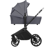 Carucior 3 in 1, Lionelo, Mika Plus, Cadru din aluminiu, Cu landou intarit si salteluta moale, Cu scoica auto testata ADAC, Reversibil, Cu sistem de ventilatie 3D, Cu accesorii, Pana la 22 kg, EN1888-1 EN1888-2 EN1466 ECE R129, Gri