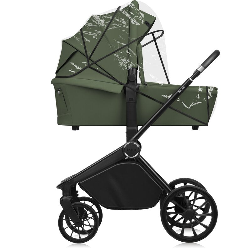 Carucior 3 in 1, Lionelo, Mika Plus, Cadru din aluminiu, Cu landou intarit si salteluta moale, Cu scoica auto testata ADAC, Reversibil, Cu sistem de ventilatie 3D, Cu accesorii, Pana la 22 kg, EN1888-1 EN1888-2 EN1466 ECE R129, Verde