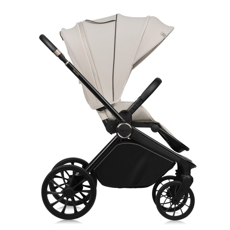 Carucior 3 in 1, Lionelo, Mika Plus, Cadru din aluminiu, Cu landou intarit si salteluta moale, Cu scoica auto testata ADAC, Reversibil, Cu sistem de ventilatie 3D, Cu accesorii, Pana la 22 kg, EN1888-1 EN1888-2 EN1466 ECE R129, Bej