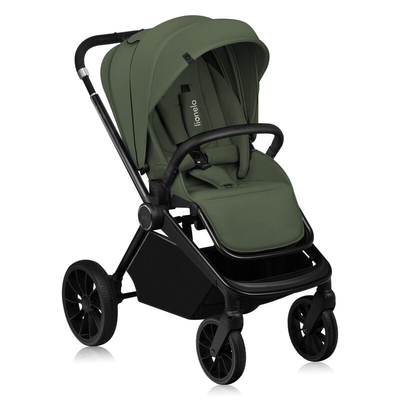 Carucior 3 in 1, Lionelo, Mika Plus, Cadru din aluminiu, Cu landou intarit si salteluta moale, Cu scoica auto testata ADAC, Reversibil, Cu sistem de ventilatie 3D, Cu accesorii, Pana la 22 kg, EN1888-1 EN1888-2 EN1466 ECE R129, Verde