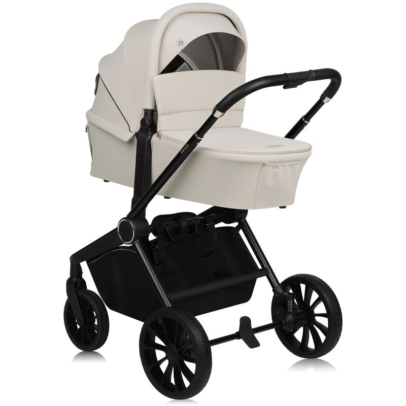Carucior 3 in 1, Lionelo, Mika Plus, Cadru din aluminiu, Cu landou intarit si salteluta moale, Cu scoica auto testata ADAC, Reversibil, Cu sistem de ventilatie 3D, Cu accesorii, Pana la 22 kg, EN1888-1 EN1888-2 EN1466 ECE R129, Bej