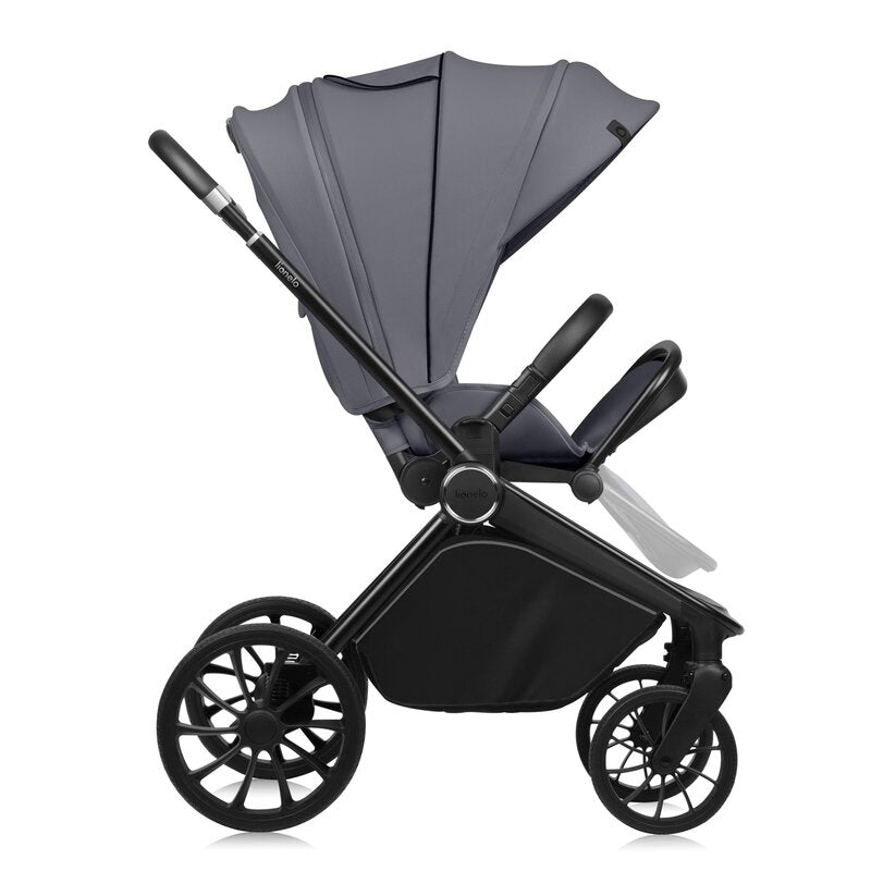 Carucior 3 in 1, Lionelo, Mika Plus, Cadru din aluminiu, Cu landou intarit si salteluta moale, Cu scoica auto testata ADAC, Reversibil, Cu sistem de ventilatie 3D, Cu accesorii, Pana la 22 kg, EN1888-1 EN1888-2 EN1466 ECE R129, Gri