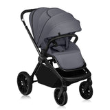 Carucior 3 in 1, Lionelo, Mika Plus, Cadru din aluminiu, Cu landou intarit si salteluta moale, Cu scoica auto testata ADAC, Reversibil, Cu sistem de ventilatie 3D, Cu accesorii, Pana la 22 kg, EN1888-1 EN1888-2 EN1466 ECE R129, Gri