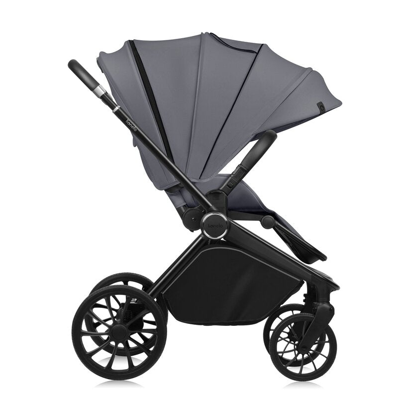 Carucior 3 in 1, Lionelo, Mika Plus, Cadru din aluminiu, Cu landou intarit si salteluta moale, Cu scoica auto testata ADAC, Reversibil, Cu sistem de ventilatie 3D, Cu accesorii, Pana la 22 kg, EN1888-1 EN1888-2 EN1466 ECE R129, Gri