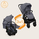 Carucior 3 in 1, Lionelo, Mika Plus, Cadru din aluminiu, Cu landou intarit si salteluta moale, Cu scoica auto testata ADAC, Reversibil, Cu sistem de ventilatie 3D, Cu accesorii, Pana la 22 kg, EN1888-1 EN1888-2 EN1466 ECE R129, Gri