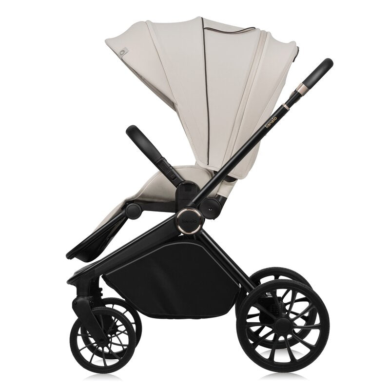 Carucior 3 in 1, Lionelo, Mika Plus, Cadru din aluminiu, Cu landou intarit si salteluta moale, Cu scoica auto testata ADAC, Reversibil, Cu sistem de ventilatie 3D, Cu accesorii, Pana la 22 kg, EN1888-1 EN1888-2 EN1466 ECE R129, Bej