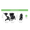 Carucior gemeni Chicco Ohlala, Black Night (Negru), 0luni+