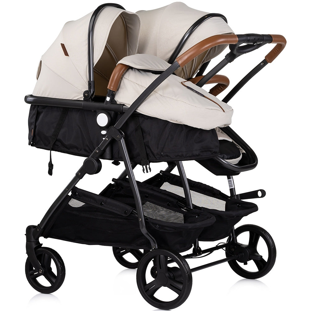 Carucior gemeni Chipolino Duo Smart 2 in 1 biscotta - gogobaby.ro