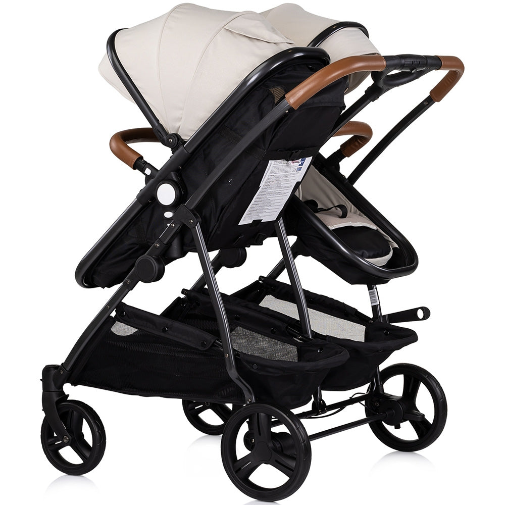 Carucior gemeni Chipolino Duo Smart 2 in 1 biscotta - gogobaby.ro