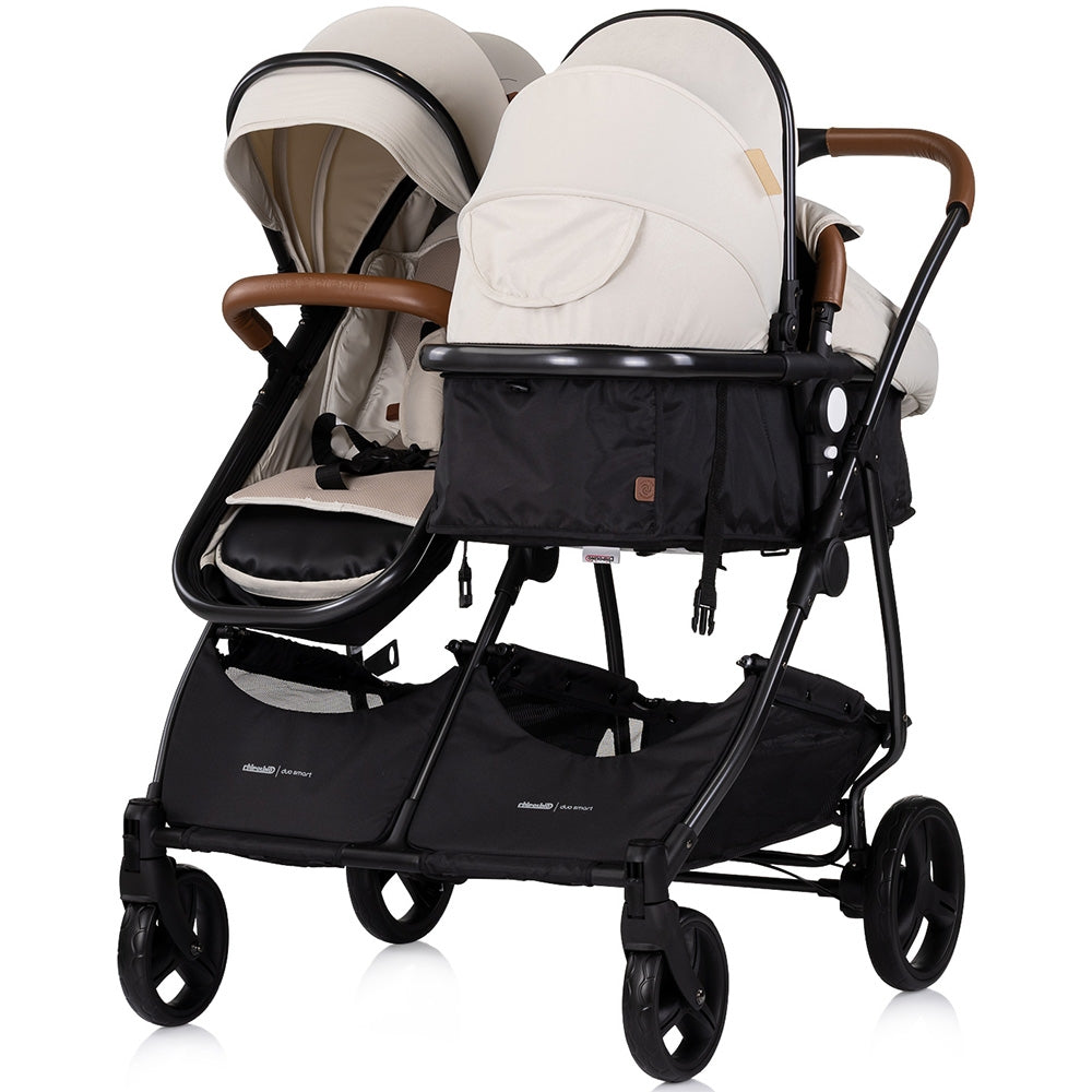 Carucior gemeni Chipolino Duo Smart 2 in 1 biscotta - gogobaby.ro