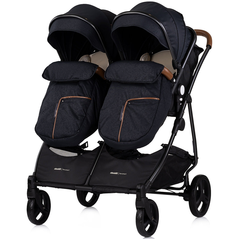 Carucior gemeni Chipolino Duo Smart 2 in 1 blackberry - gogobaby.ro