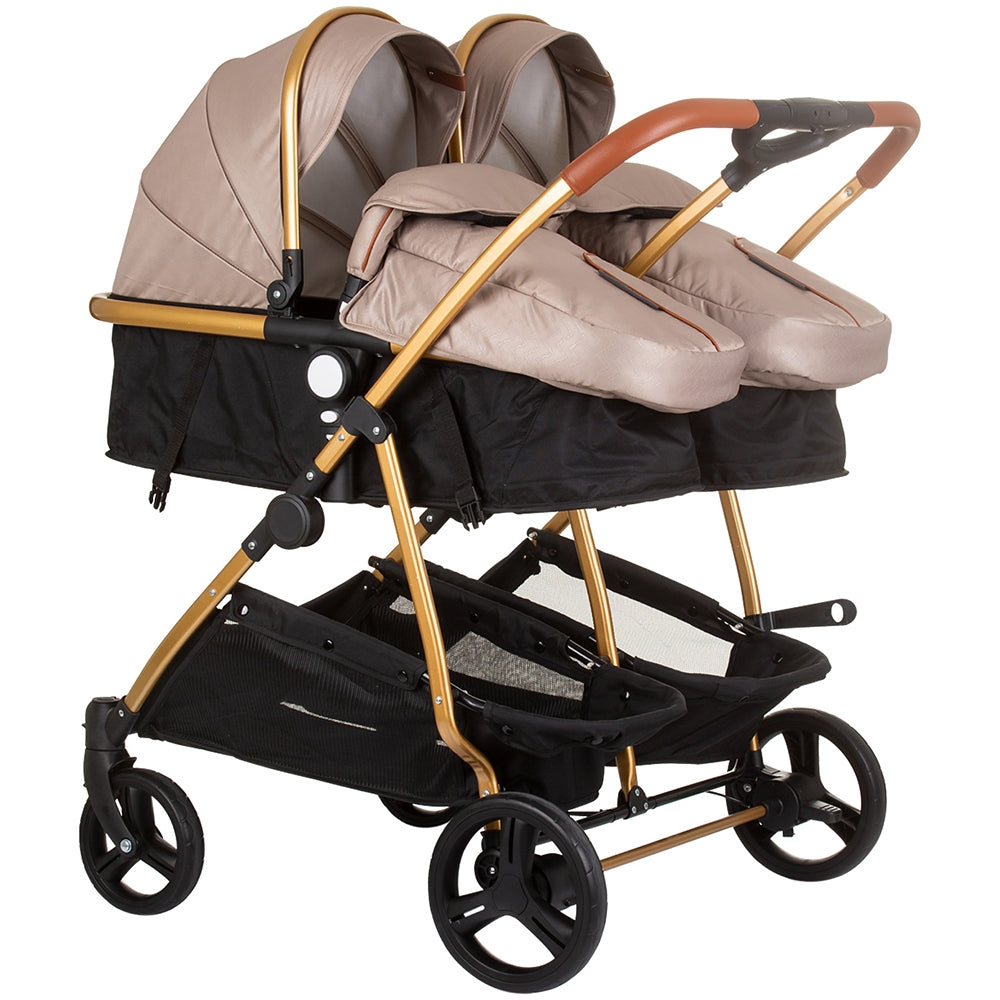 Carucior gemeni Chipolino Duo Smart 2 in 1 golden beige - gogobaby.ro