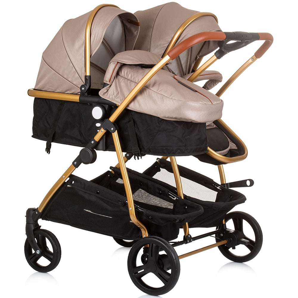 Carucior gemeni Chipolino Duo Smart 2 in 1 golden beige - gogobaby.ro