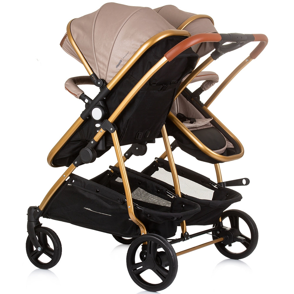 Carucior gemeni Chipolino Duo Smart 2 in 1 golden beige - gogobaby.ro