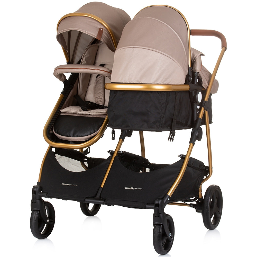 Carucior gemeni Chipolino Duo Smart 2 in 1 golden beige - gogobaby.ro