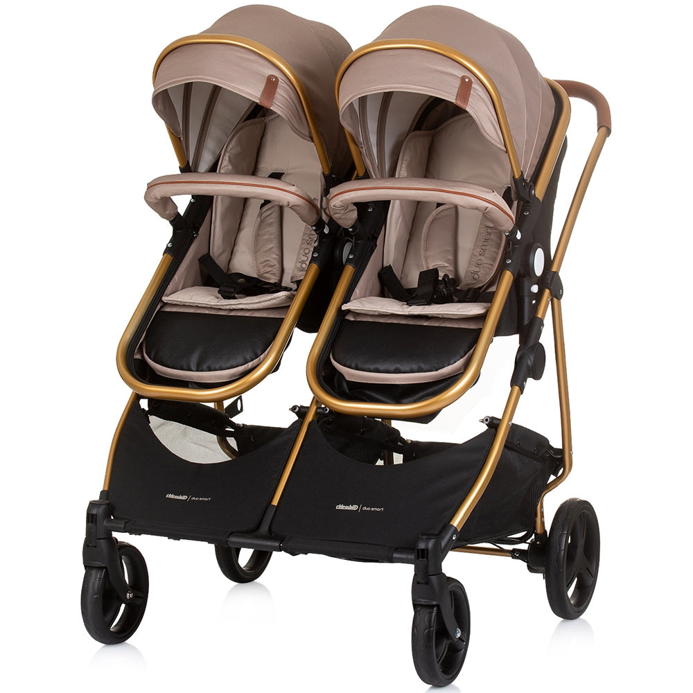 Carucior gemeni Chipolino Duo Smart 2 in 1 golden beige - gogobaby.ro