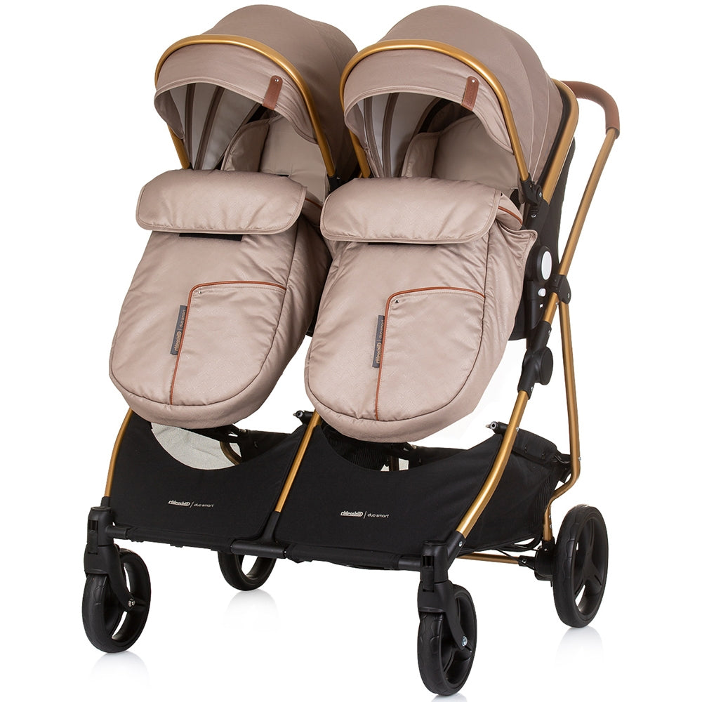 Carucior gemeni Chipolino Duo Smart 2 in 1 golden beige - gogobaby.ro