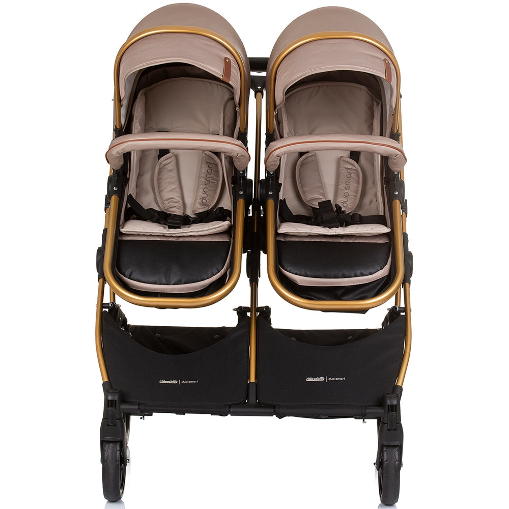 Carucior gemeni Chipolino Duo Smart 2 in 1 golden beige - gogobaby.ro