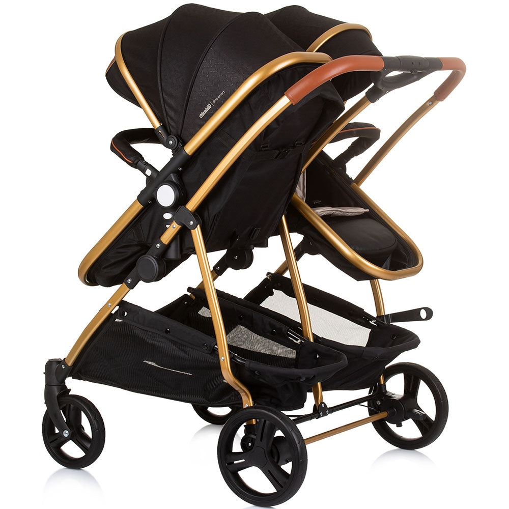 Carucior gemeni Chipolino Duo Smart 2 in 1 obsidian gold - gogobaby.ro