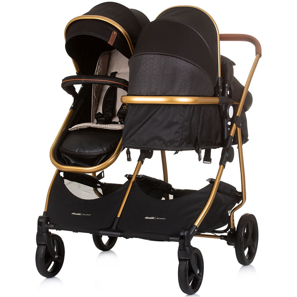 Carucior gemeni Chipolino Duo Smart 2 in 1 obsidian gold - gogobaby.ro