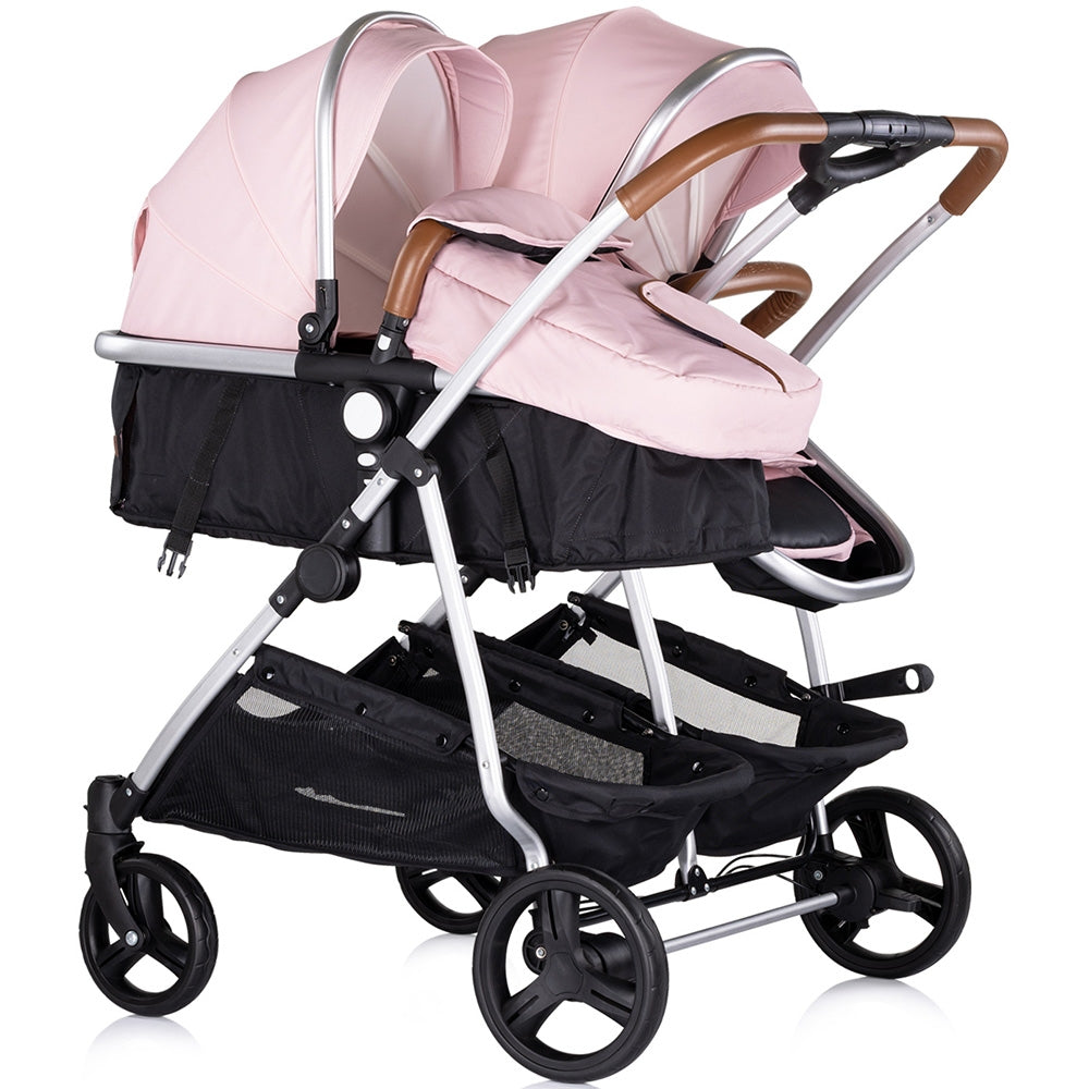 Carucior gemeni Chipolino Duo Smart 2 in 1 pink marshmallow - gogobaby.ro