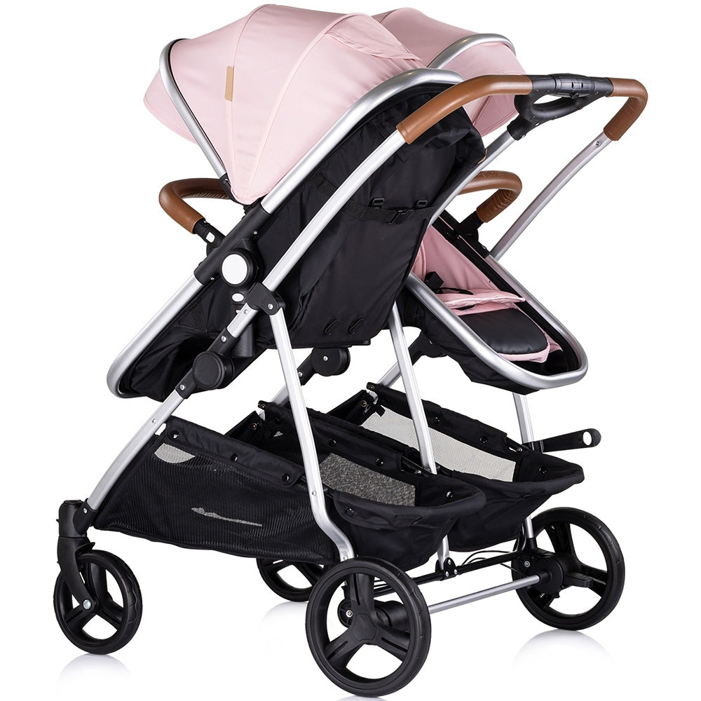 Carucior gemeni Chipolino Duo Smart 2 in 1 pink marshmallow - gogobaby.ro