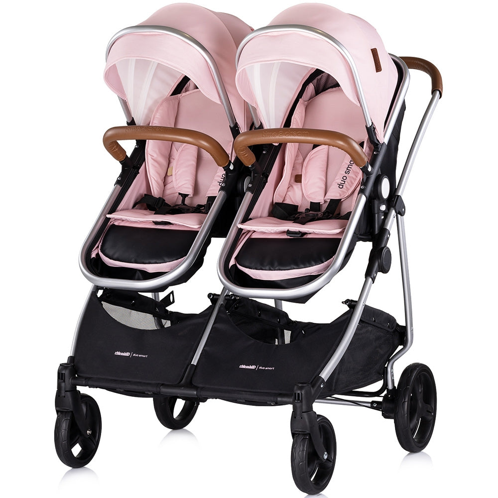 Carucior gemeni Chipolino Duo Smart 2 in 1 pink marshmallow - gogobaby.ro