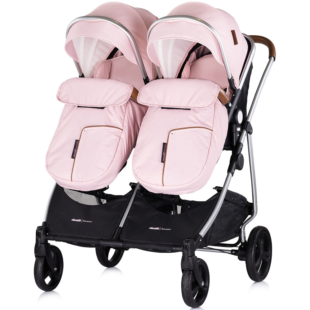 Carucior gemeni Chipolino Duo Smart 2 in 1 pink marshmallow - gogobaby.ro