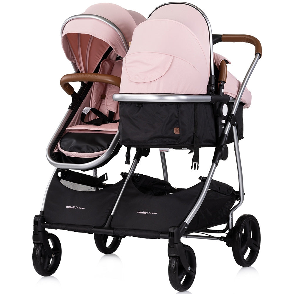Carucior gemeni Chipolino Duo Smart 2 in 1 pink marshmallow - gogobaby.ro